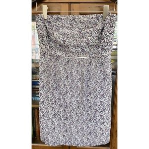 J.Crew Blue & White Floral Strapless Dress